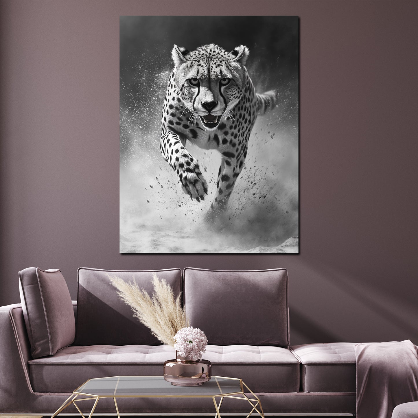 Raubtier Gepard Bewegung Fokus Kraft modern Wandbild Kunstwerk