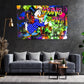 Rich Duck Loving Money, Comic Wandbild Kunstwerk