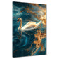 Wandbild Kunstwerk Schwan Wasser Gold Blau Anmut Stil modern