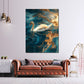 Wandbild Kunstwerk Schwan Wasser Gold Blau Anmut Stil modern