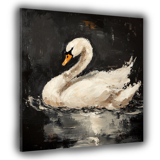 Wandbild Kunstwerk Schwan Wasser Spiegelung Anmut Naturstil modern