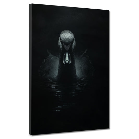 Wandbild Kunstwerk Schwan im Spiel von Dunkelheit und Wasser Anmut modern
