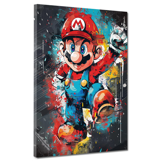 Wandbild Mario Pop Art Kunstwerk Springender Videospiel Charakter