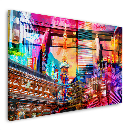 Wandbild Kunstwerk Stadtleben Tokyo Japan