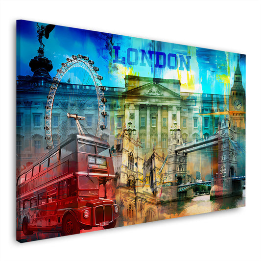 Wandbild Kunstwerk Städte London Highlights Motiv mit Big Ben Tower Bridge
