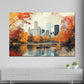 Wandbild Kunstwerk Städte New York Park Boote Herbstfarben Spiegelung