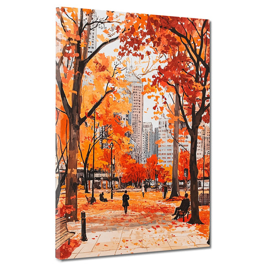 Wandbild Kunstwerk Städte New York Park Herbstfarben Natur Architektur