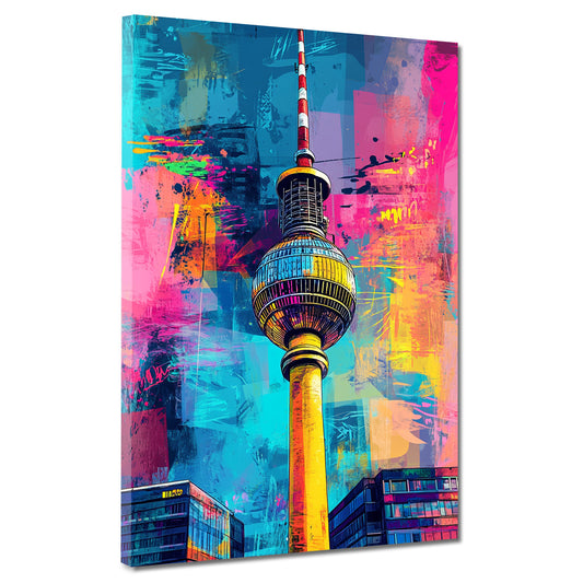 Wandbild Kunstwerk Städte Pop Art Berlin Fernsehturm Farbe Architektur