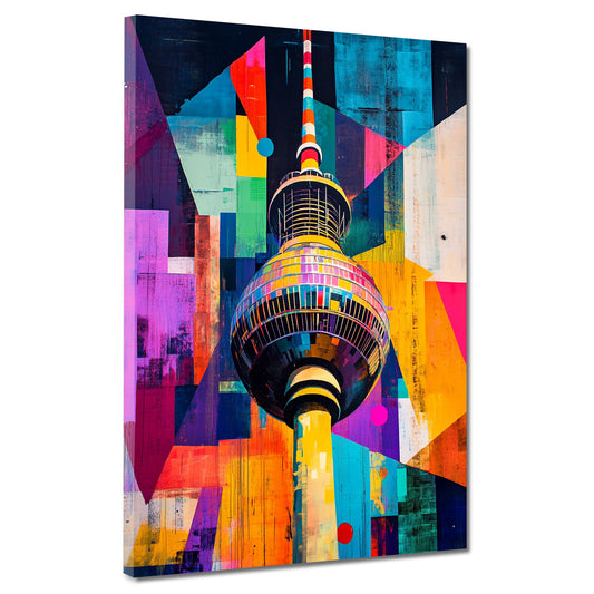 Wandbild Kunstwerk Städte Pop Art Berlin Fernsehturm Farbe Geometrie
