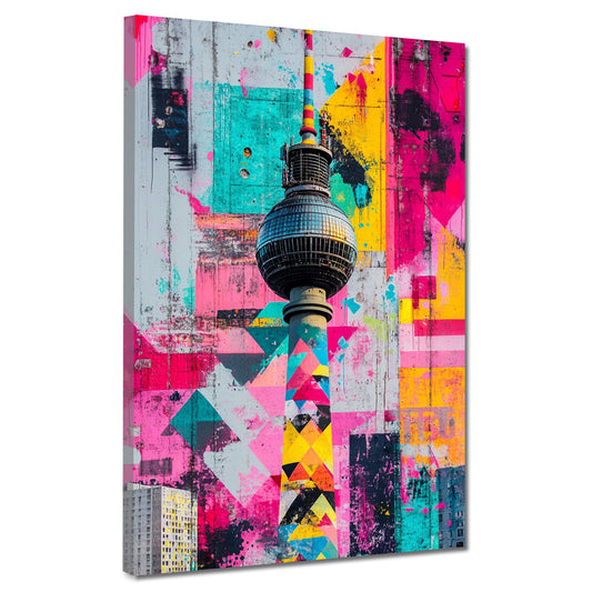 Wandbild Kunstwerk Städte Pop Art Berlin Fernsehturm Farbe Stadtmotiv