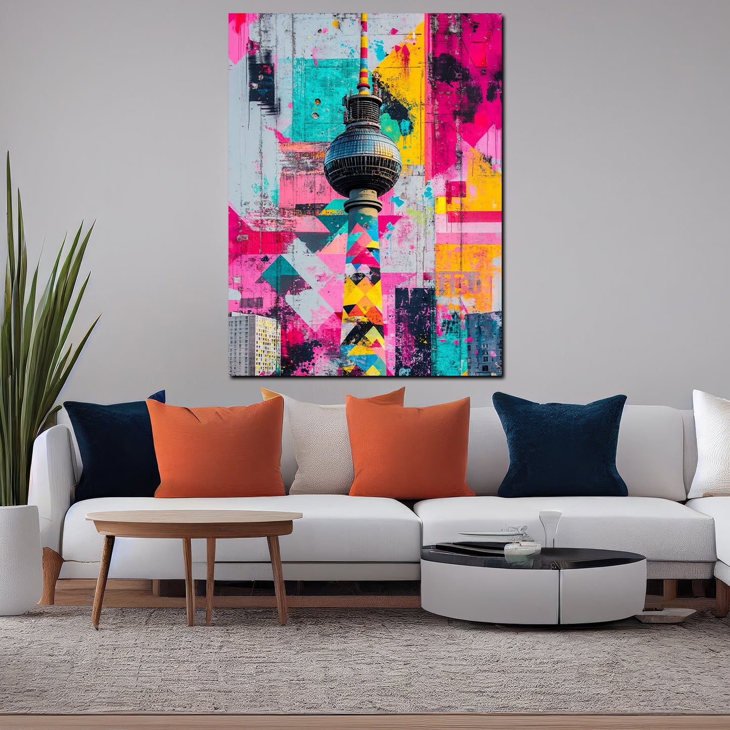Wandbild Kunstwerk Städte Pop Art Berlin Fernsehturm Farbe Stadtmotiv