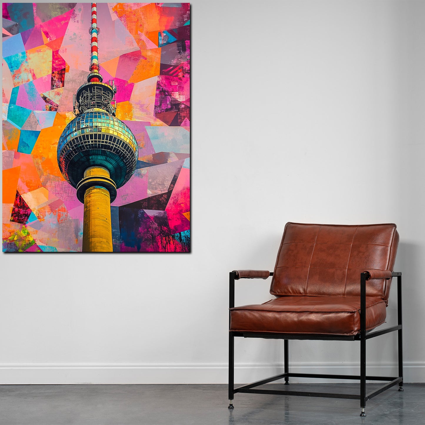 Wandbild Kunstwerk Städte Pop Art Berliner Fernsehturm in leuchtenden Farben