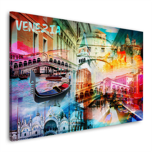 Wandbild Kunstwerk Italien Venedig Stadtansicht mit Rialtobrücke