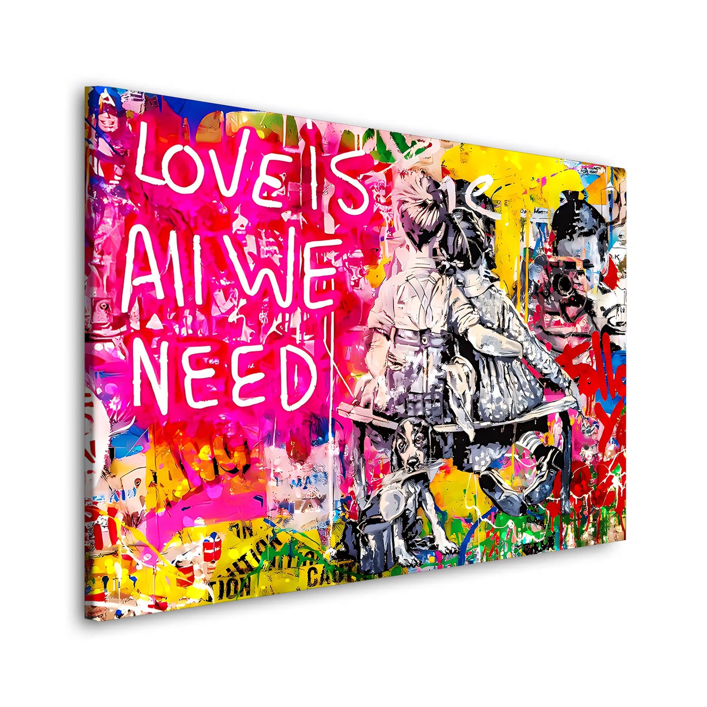 Street Art Style All We Need Is Love, Pop Art Wandbild Kunstwerk