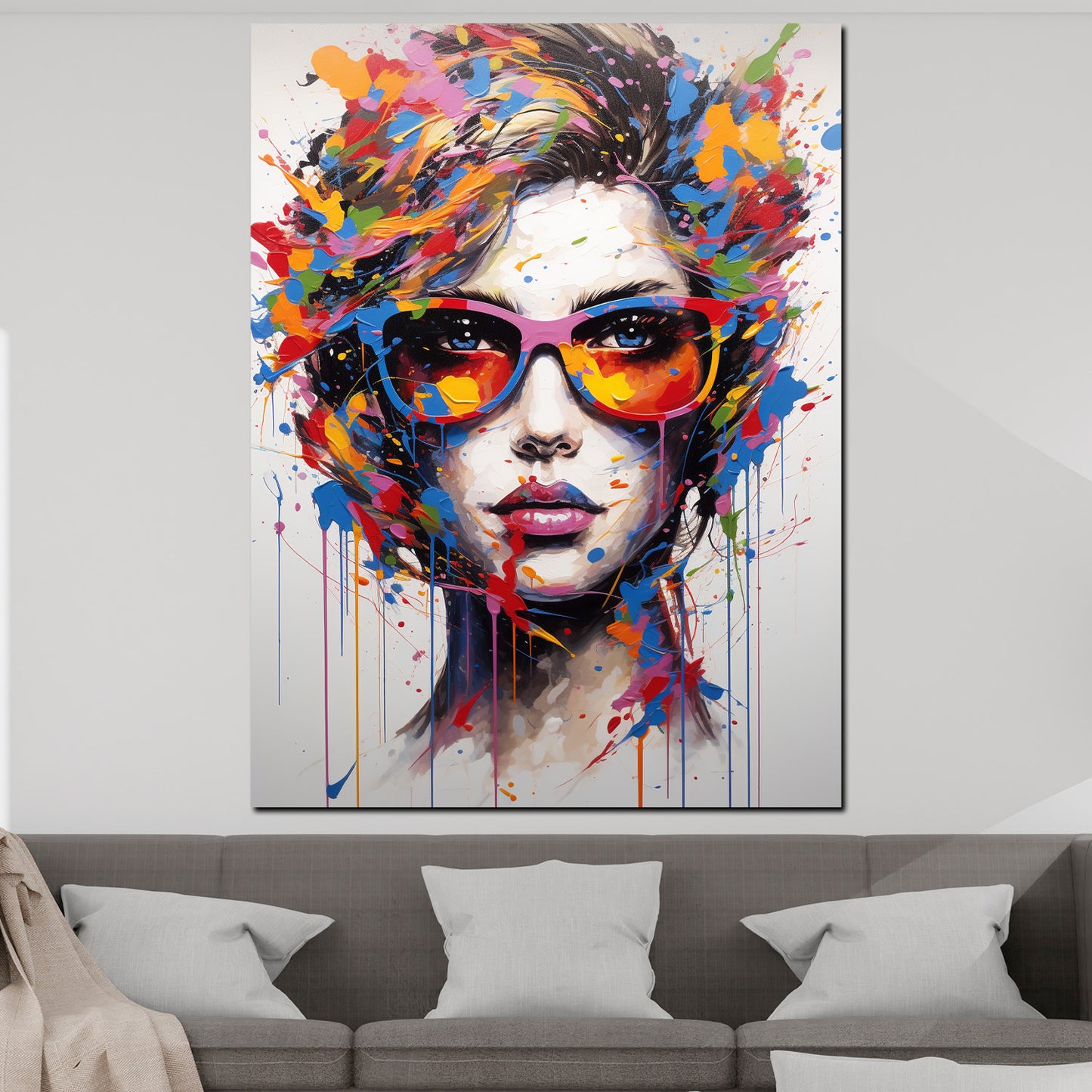 Street Art Gesicht Frau Pop Art Wandbild Kunstwerk