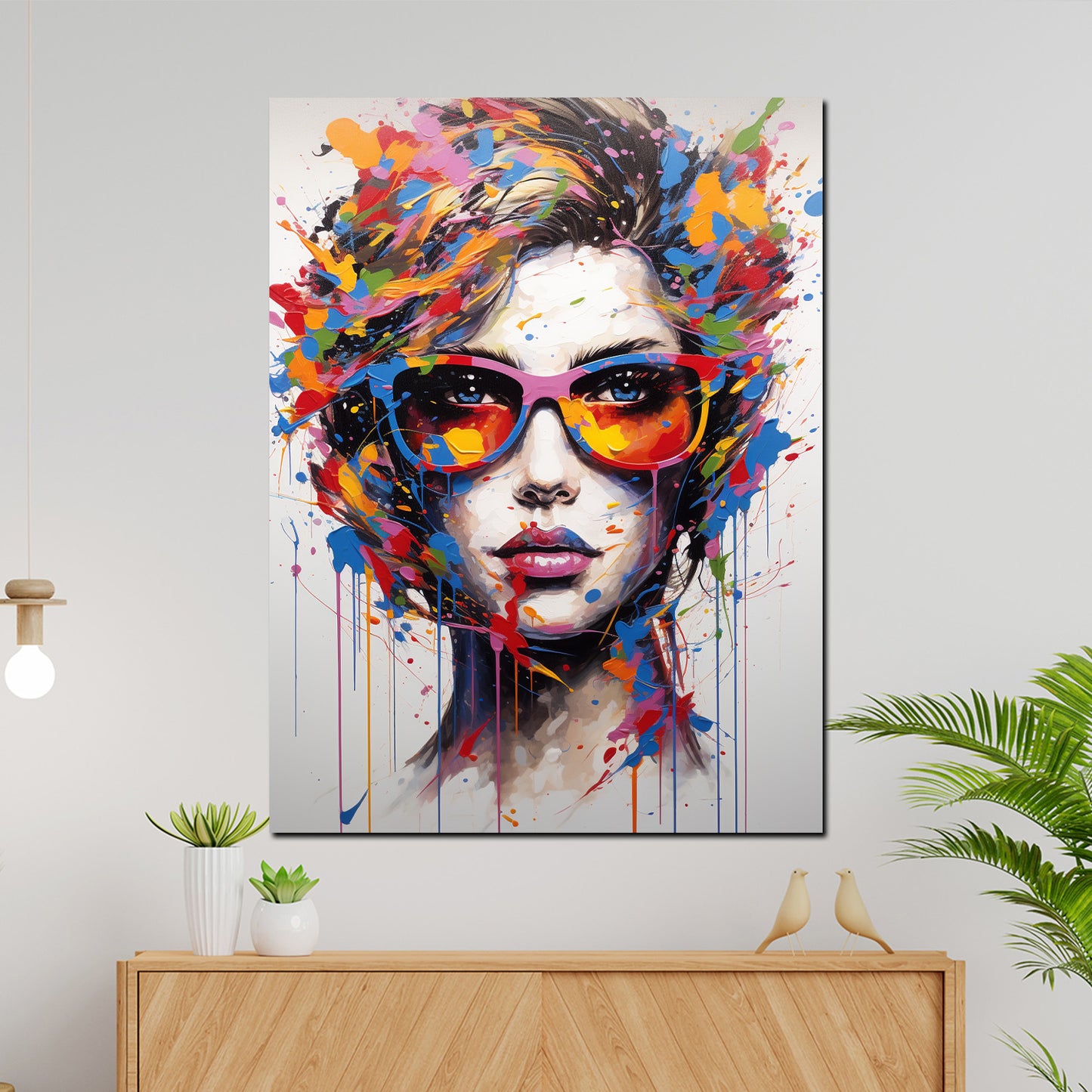 Street Art Gesicht Frau Pop Art Wandbild Kunstwerk