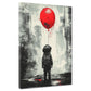 Wandbild Kunstwerk Street Art Kind mit rotem Ballon Kopfhörer