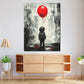 Wandbild Kunstwerk Street Art Kind mit rotem Ballon Kopfhörer