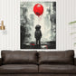Wandbild Kunstwerk Street Art Kind mit rotem Ballon Kopfhörer
