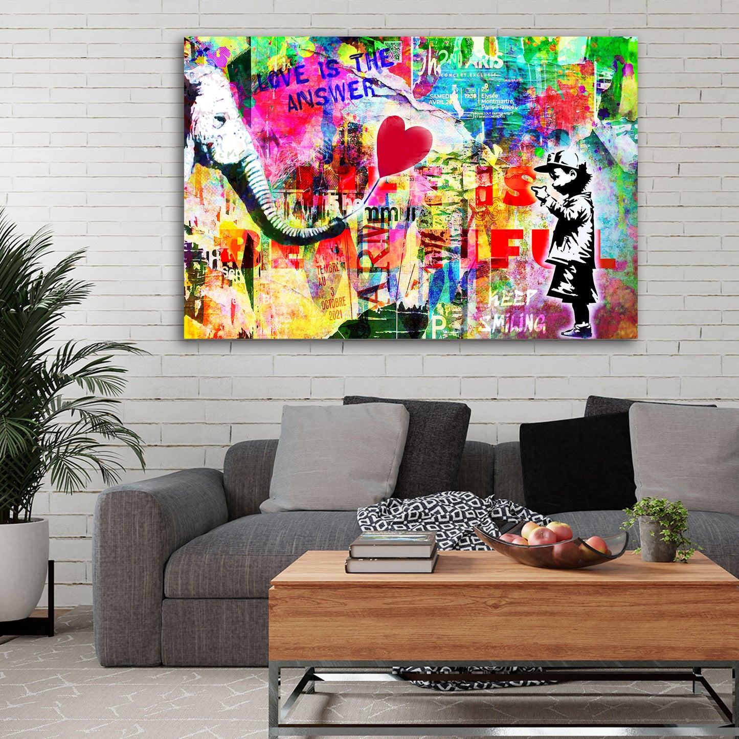 Street Art Love is the Answer Wandbild Kunstwerk