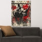 Wandbild Kunstwerk Street Art Nashorn hinter Zaun Farbspritzer modern