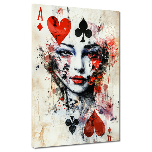 Wandbild Kunstwerk Poker Karte Frau Kartenmotive Farbe Ausdruck modern