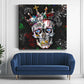 Wandbild Kunstwerk Street Art Schädel mit Krone Graffiti düster rebellisch