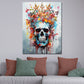 Street Art Totenkopf mit Blumenkrone Wandbild Kunstwerk