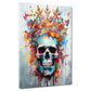 Street Art Totenkopf mit Blumenkrone Wandbild Kunstwerk