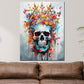 Street Art Totenkopf mit Blumenkrone Wandbild Kunstwerk