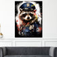 Street Art Waschbär in Polizeiuniform Wandbild Kunstwerk