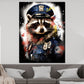 Street Art Waschbär in Polizeiuniform Wandbild Kunstwerk