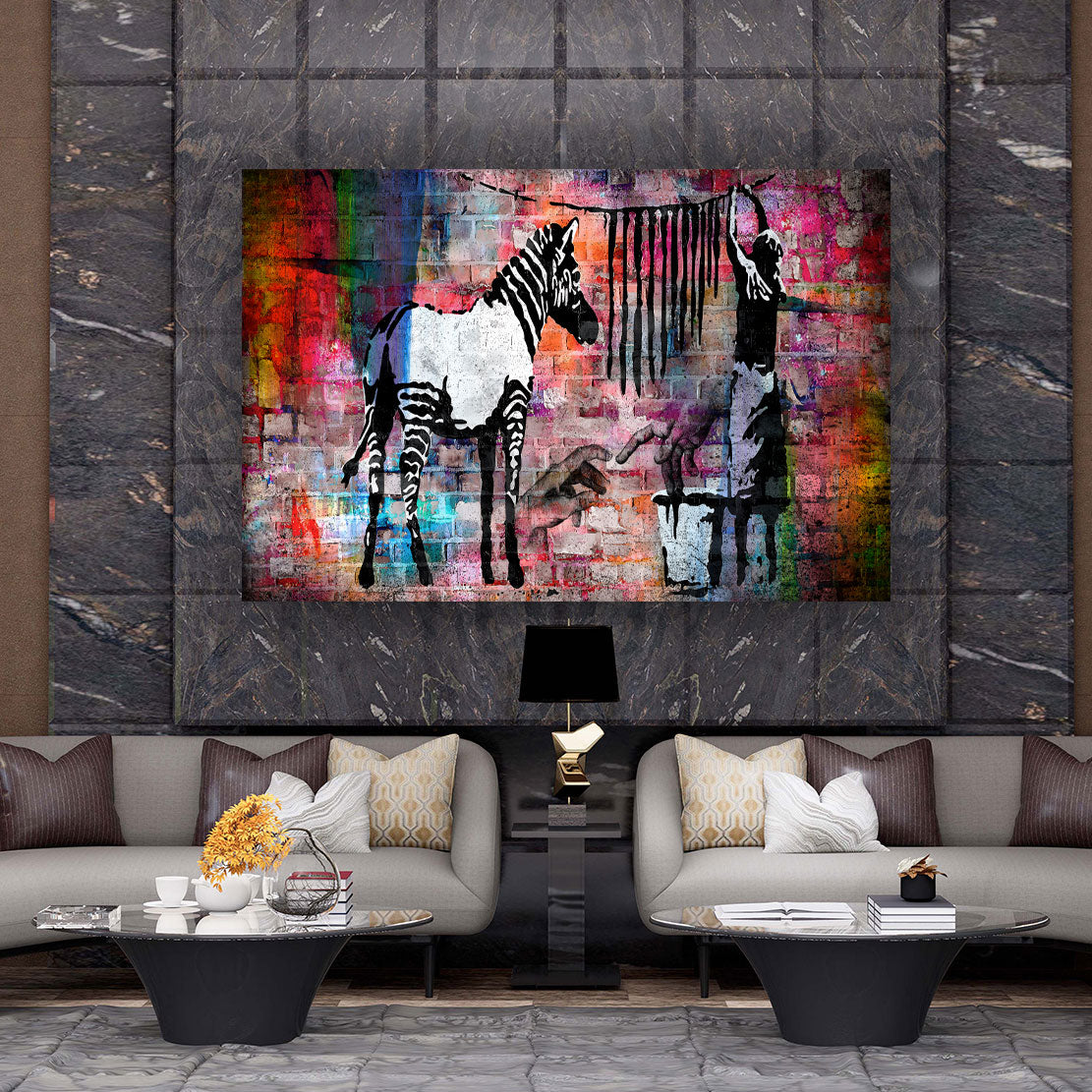 Street Art Zebra Abstract Colour Edition Wandbild Kunstwerk