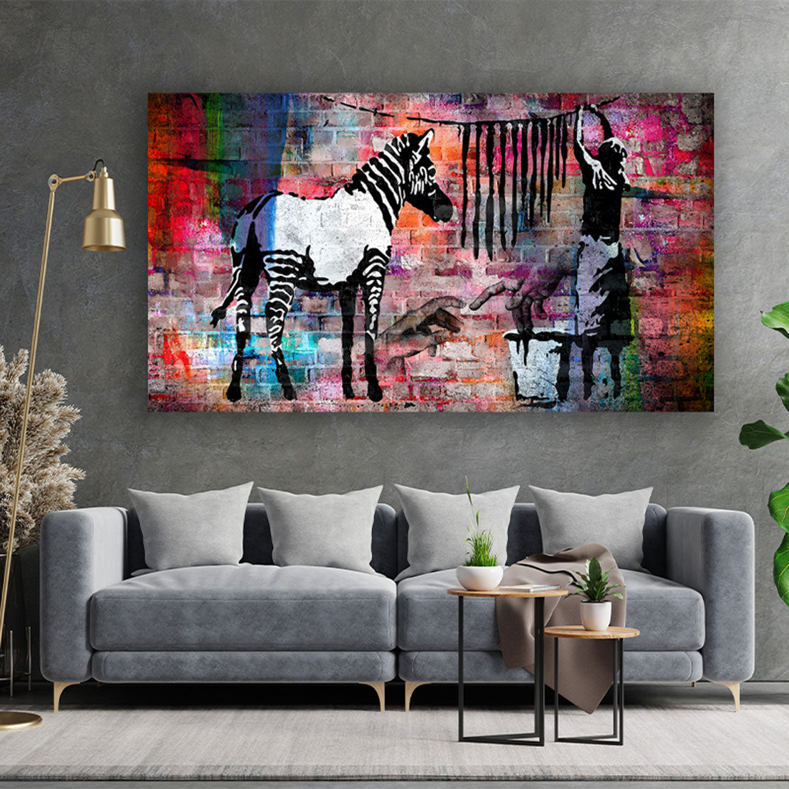 Street Art Zebra Wandbild Kunstwerk