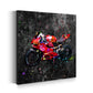 Wandbild Kunstwerk Street Art rotes Motorrad Colour Splash