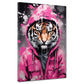 Wandbild Kunstwerk Tiger in pinker Jacke Pop Art