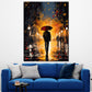 Walking Mann am Abend mit Regenschirm modern Wandbild Kunstwerk