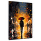 Walking Mann am Abend mit Regenschirm modern Wandbild Kunstwerk