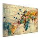 Wandbild Kunstwerk Weltkarte Kontinente Verbindungen Farbspritzer global modern