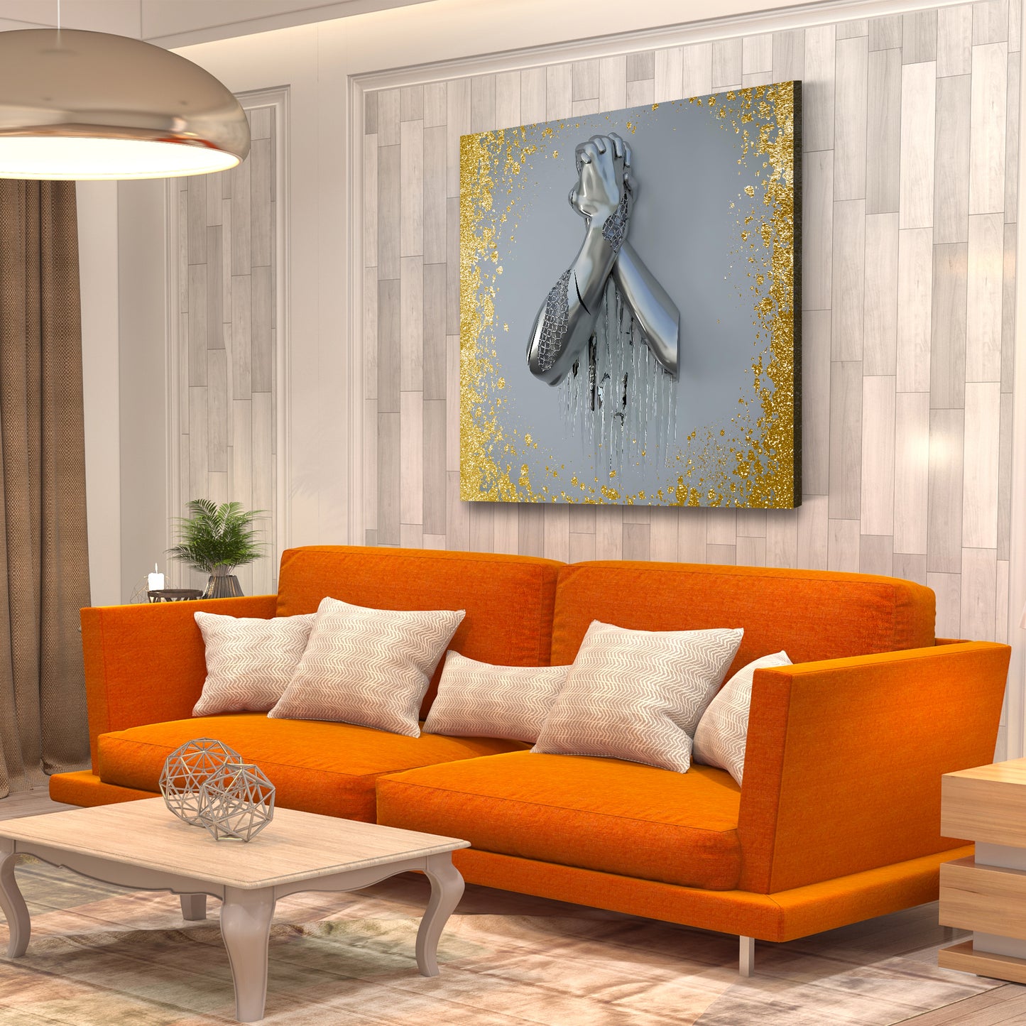 Abstrakt Metallfigur Arme Metallic Wandkunst Körper Gold Style Wandbild Kunstwerk