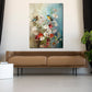 abstrakt Blumen mit Vögel Wandbild Kunstwerk