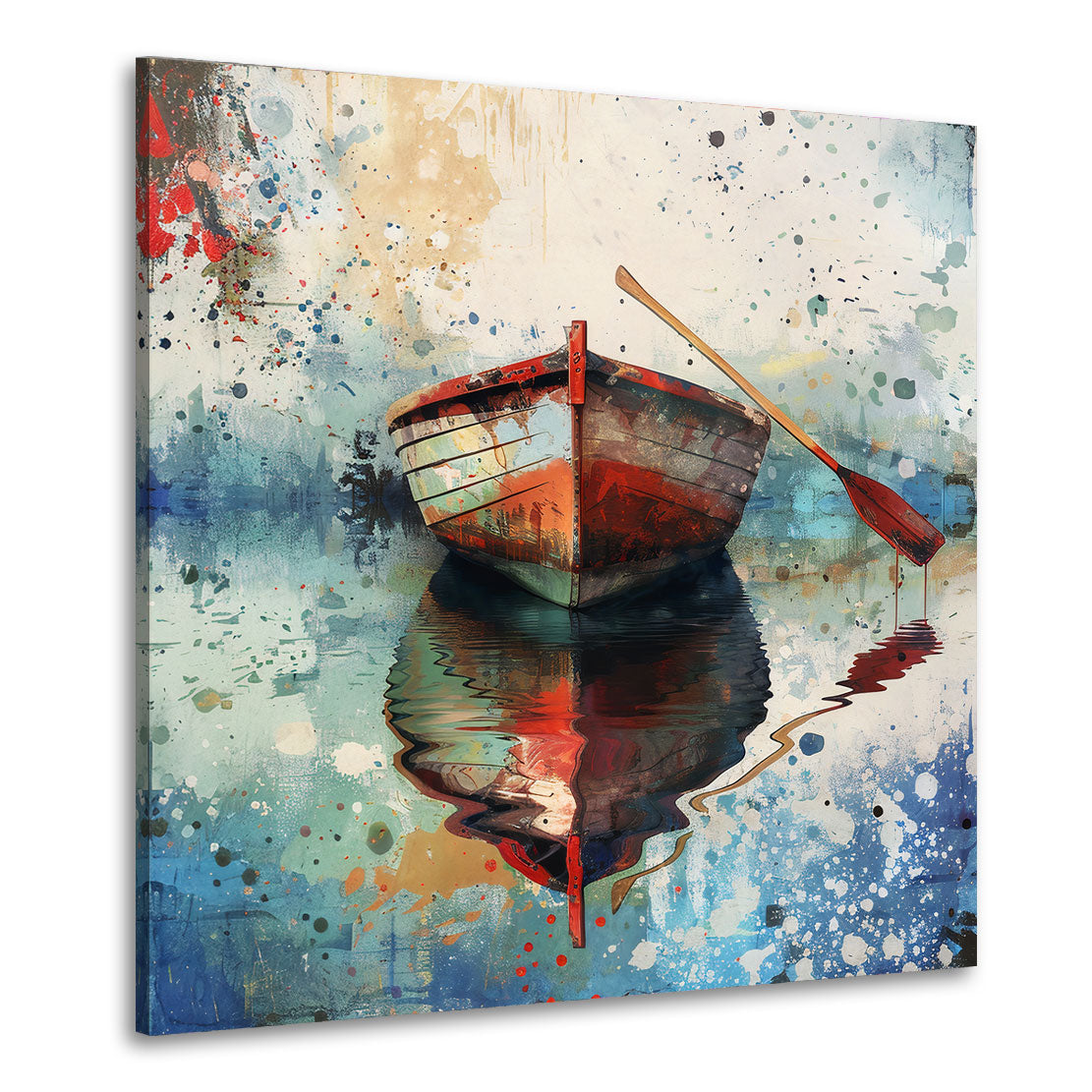 Abstrakt Boot im Wasser Spiegelung Wandbild Kunstwerk