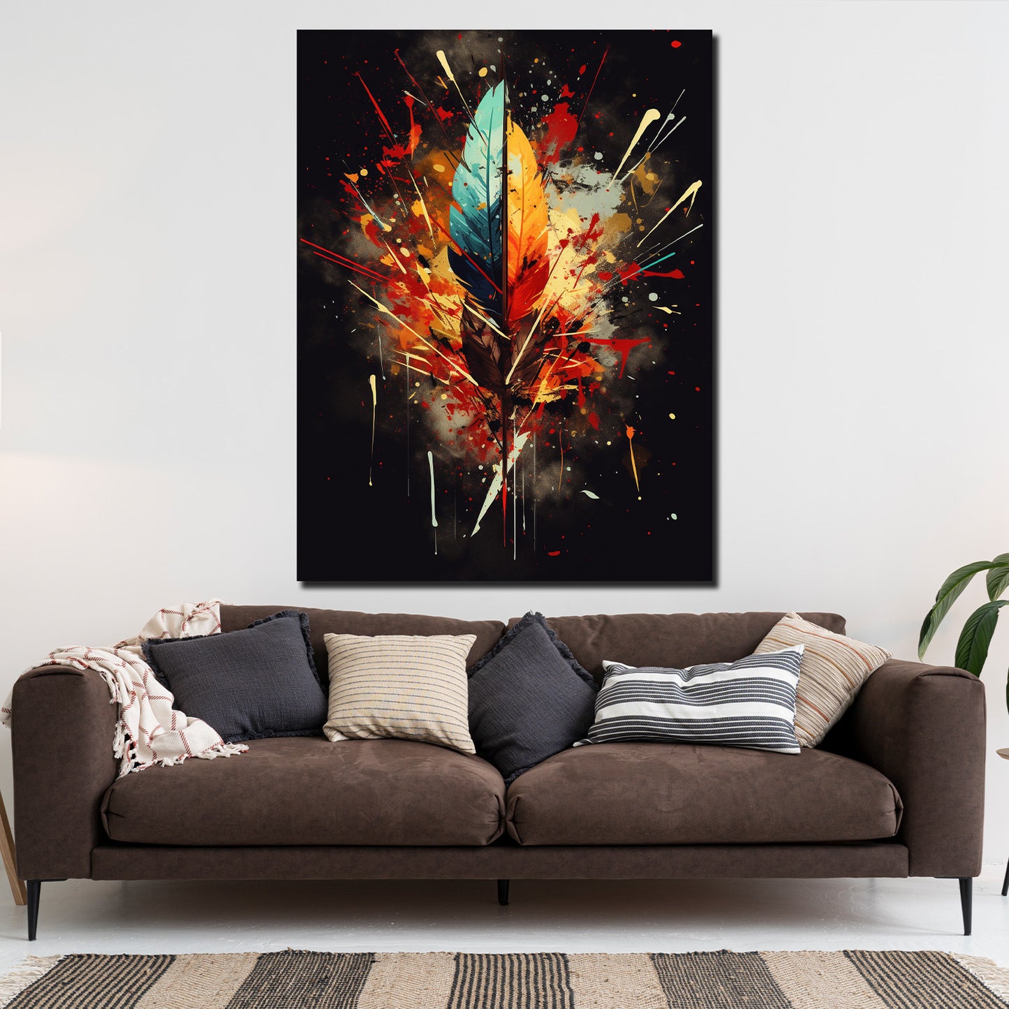 Abstrakt Feder Splatter Style Wandbild Kunstwerk