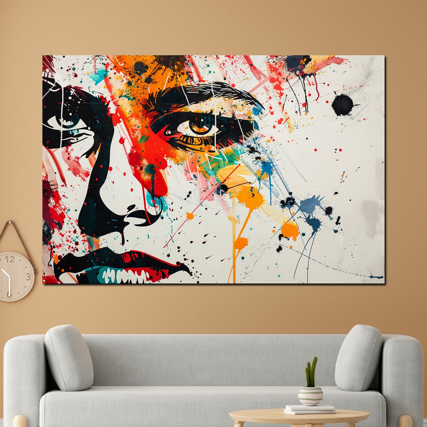 Abstrakt Gesicht Pop Art Splash Wandbild Kunstwerk