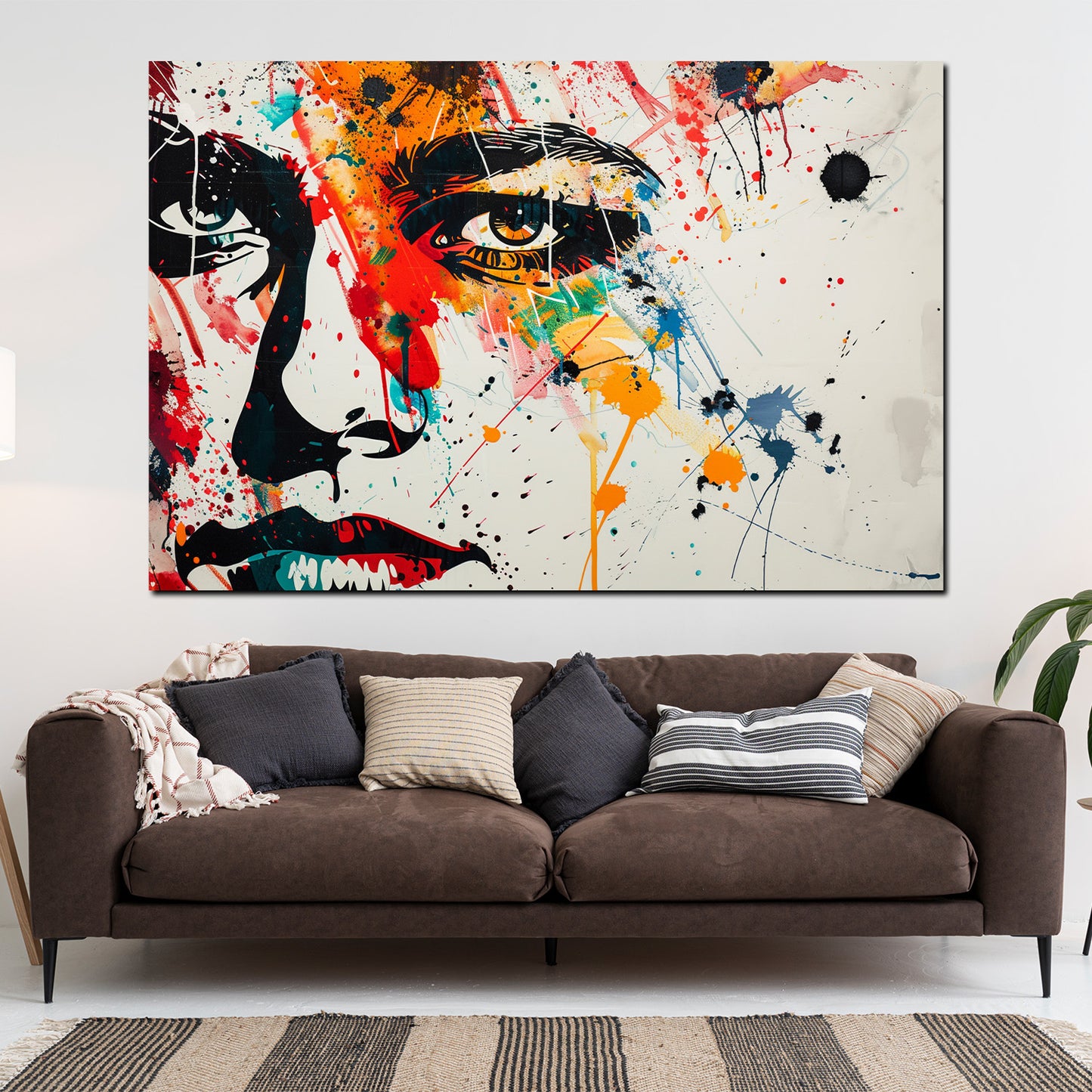 Abstrakt Gesicht Pop Art Splash Wandbild Kunstwerk