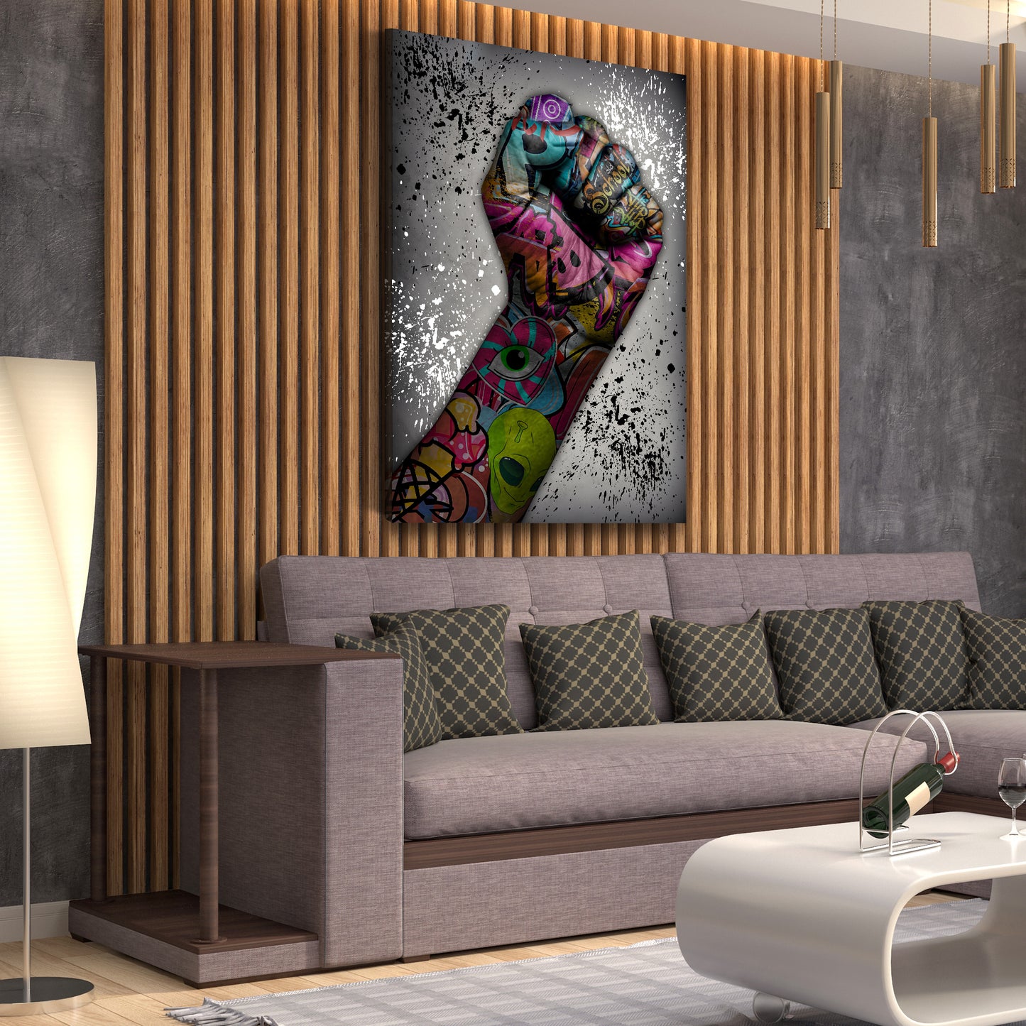Wandbild Kunstwerk abstrakt Graffiti Street Art Faust