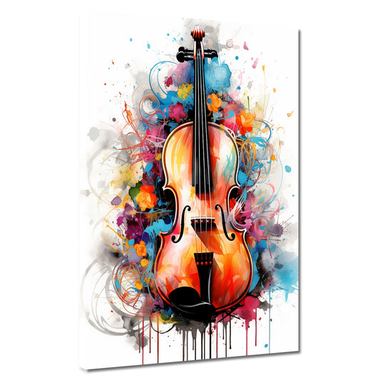 Wandbild Kunstwerk abstrakt Kontrabass Colour Splash
