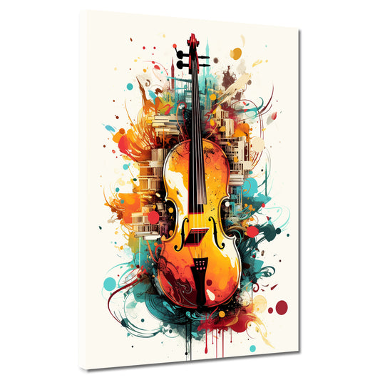 Wandbild Kunstwerk abstrakt Kontrabass Colour