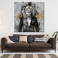 Wandbild Kunstwerk Löwe im Anzug Pop Art Stil