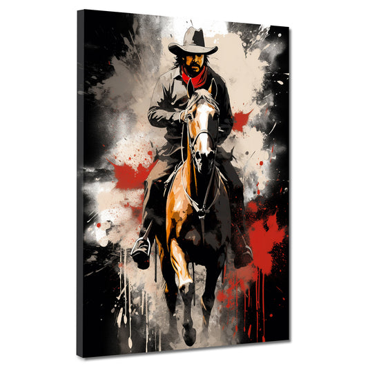 Wandbild Kunstwerk Western Cowboy Mann auf Pferd